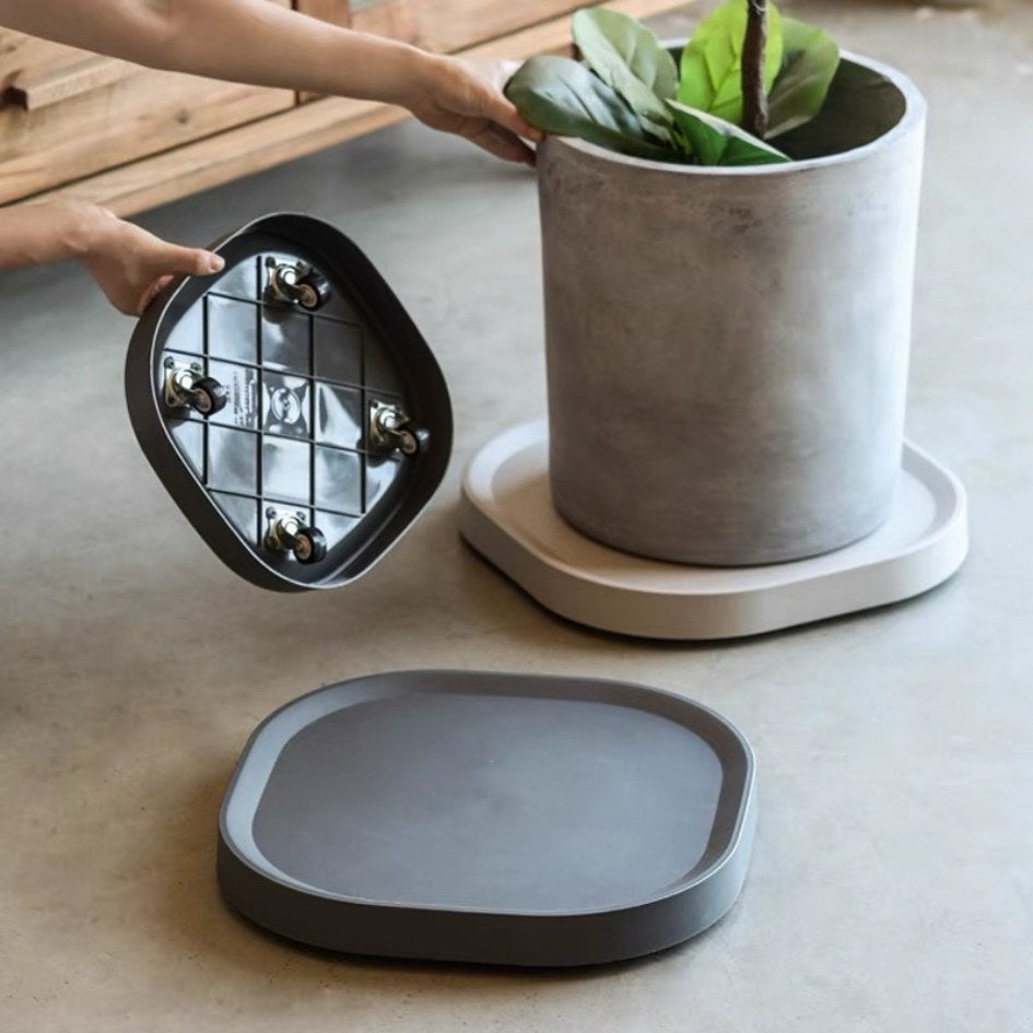 Movable Functional Square Plant Pot Tray with Wheels